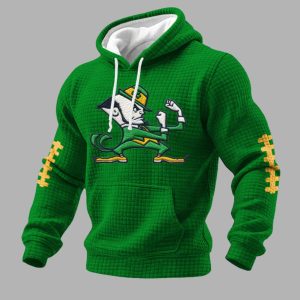 Notre Dame Football Print Waffle Fabric Hoodie 4