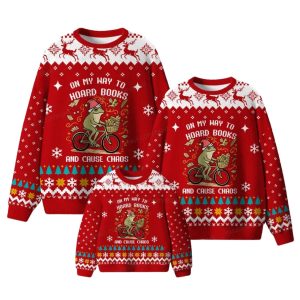 On My Way To Hoard Books And Cause Chaos Ugly Christmas Sweater