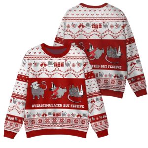 Overstimulated But Festive Possum Ugly Christmas Sweater