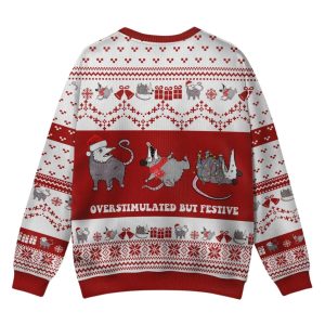 Overstimulated But Festive Possum Ugly Christmas Sweater 2 Overstimulated But Festive Possum Ugly Christmas Sweater 2
