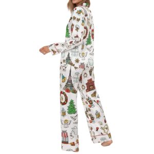 Paris Christmas Satin Pajama Set 2