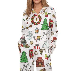 Paris Christmas Satin Pajama Set