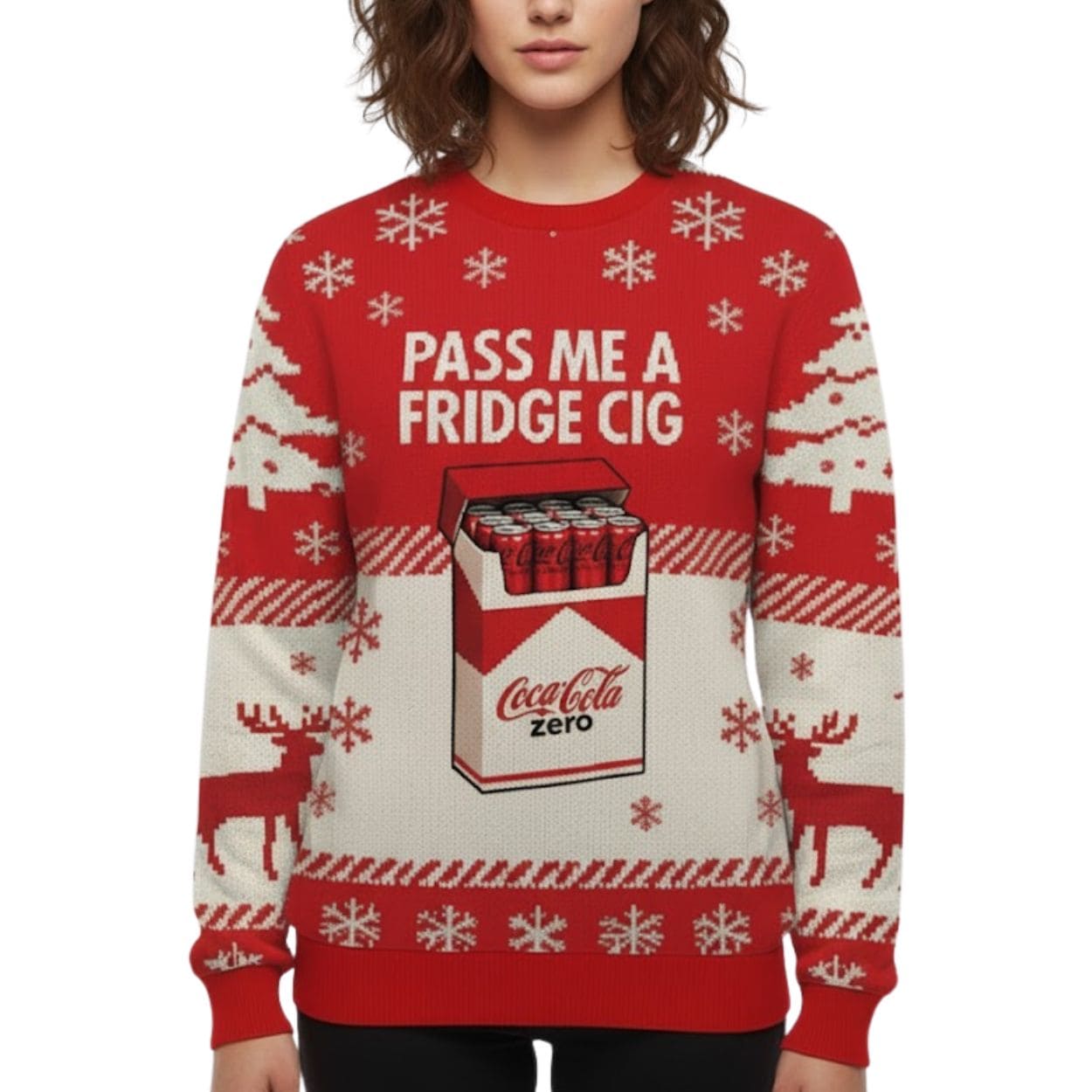 Pass Me A Fridge Cig Coca-Cola Zero Ugly Christmas Sweater Pass Me A Fridge Cig Coca-Cola Zero Ugly Christmas Sweater