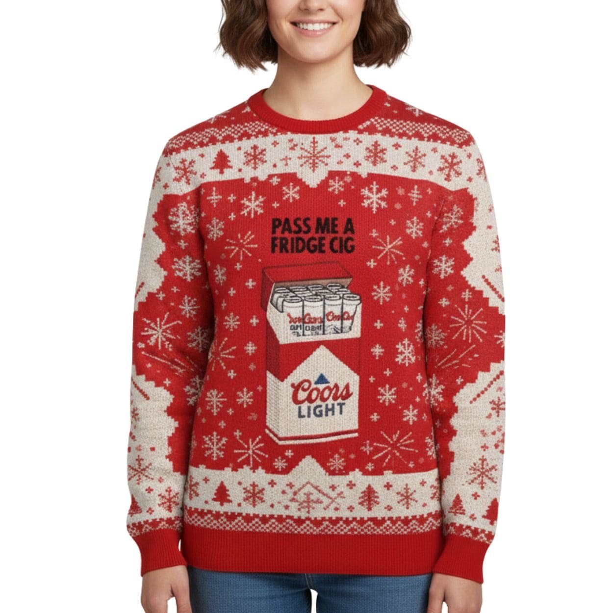 Pass Me A Fridge Cig Coors Light Ugly Christmas Sweater Pass Me A Fridge Cig Coors Light Ugly Christmas Sweater