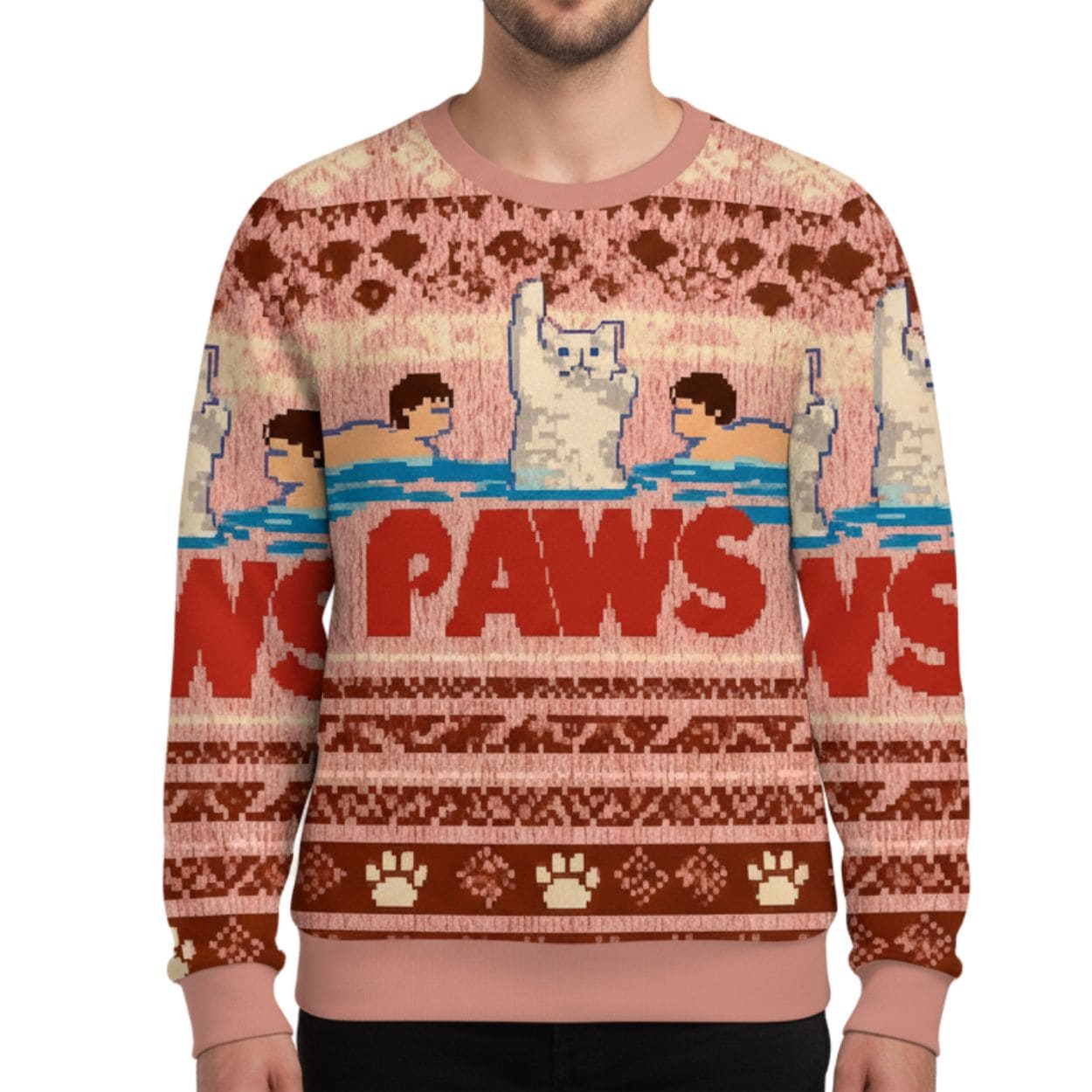 Paws Funny Cat Parody Christmas Ugly Sweater 1 Paws Funny Cat Parody Christmas Ugly Sweater 1