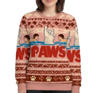 Paws Funny Cat Parody Christmas Ugly Sweater 1 Paws Funny Cat Parody Christmas Ugly Sweater