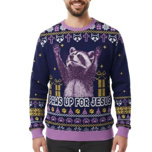 Paws Up For Jesus Ugly Christmas Sweater 1