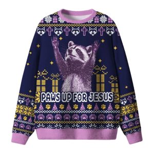 Paws Up For Jesus Ugly Christmas Sweater