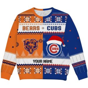 Personalized Bears x Cubs Ugly Christmas Sweater 1 Personalized Bears x Cubs Ugly Christmas Sweater