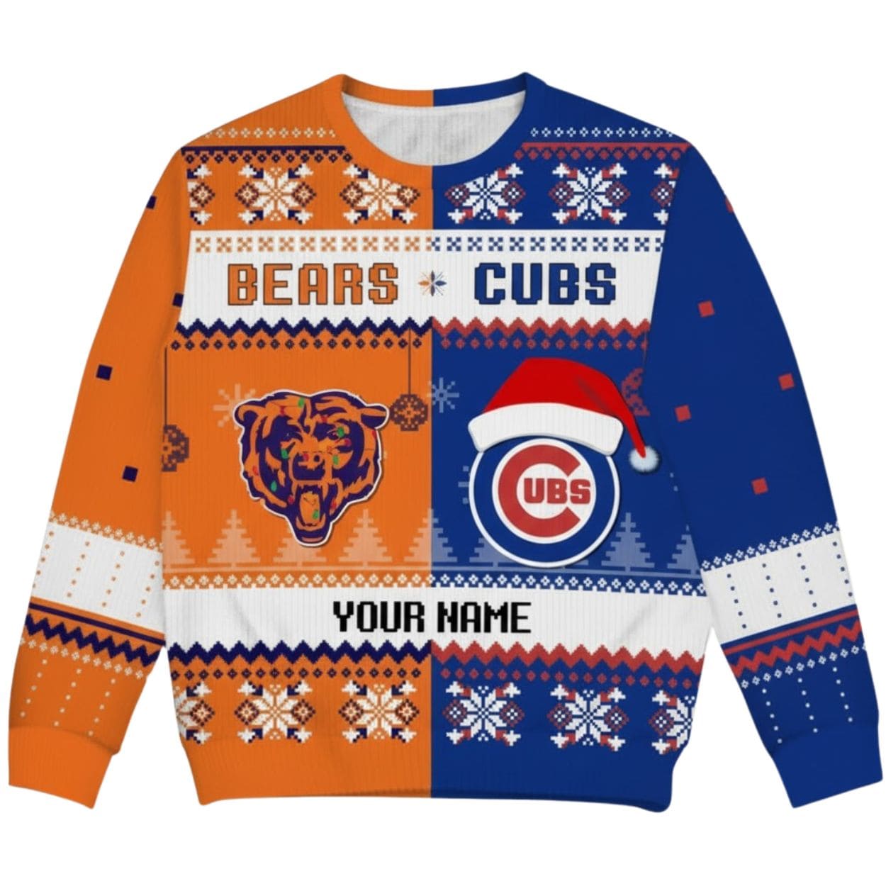 Personalized Bears x Cubs Ugly Christmas Sweater Personalized Bears x Cubs Ugly Christmas Sweater