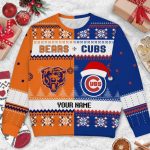 Personalized Bears x Cubs Ugly Christmas Sweater