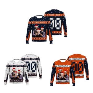 Personalized Caleb Williams Rome Odunze Ben Johnson Chicago Ugly Sweater 2