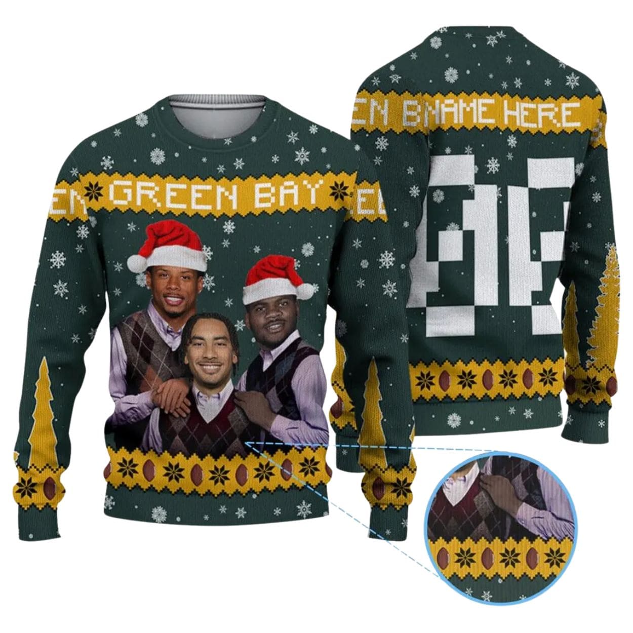 Personalized Matthew Golden Jordan Love Micah Parsons Ugly Sweater 1 Personalized Matthew Golden Jordan Love Micah Parsons Ugly Sweater 1