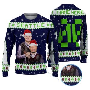 Personalized Sam Darnold Jaxon Smith Njigba Seahawks Ugly Christmas Sweater 1
