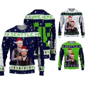 Personalized Sam Darnold Jaxon Smith Njigba Seahawks Ugly Christmas Sweater