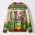 Pickles Jesus ESTD AD 33 Salty And Saved Ugly Christmas Sweater