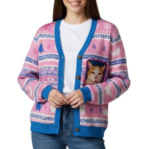Pink Benadryl Meme Cat Ugly Cardigan Sweater 1 Pink Benadryl Meme Cat Ugly Cardigan Sweater