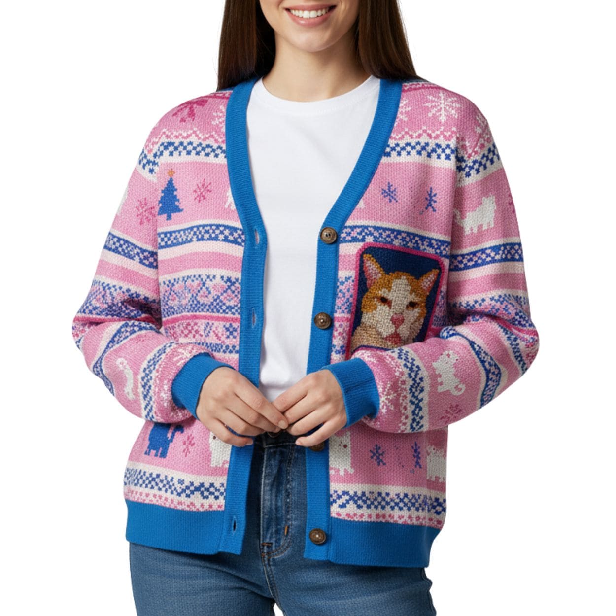 Pink Benadryl Meme Cat Ugly Cardigan Sweater Pink Benadryl Meme Cat Ugly Cardigan Sweater