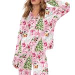 Pink Christmas Santa Silky Satin Pajama Set