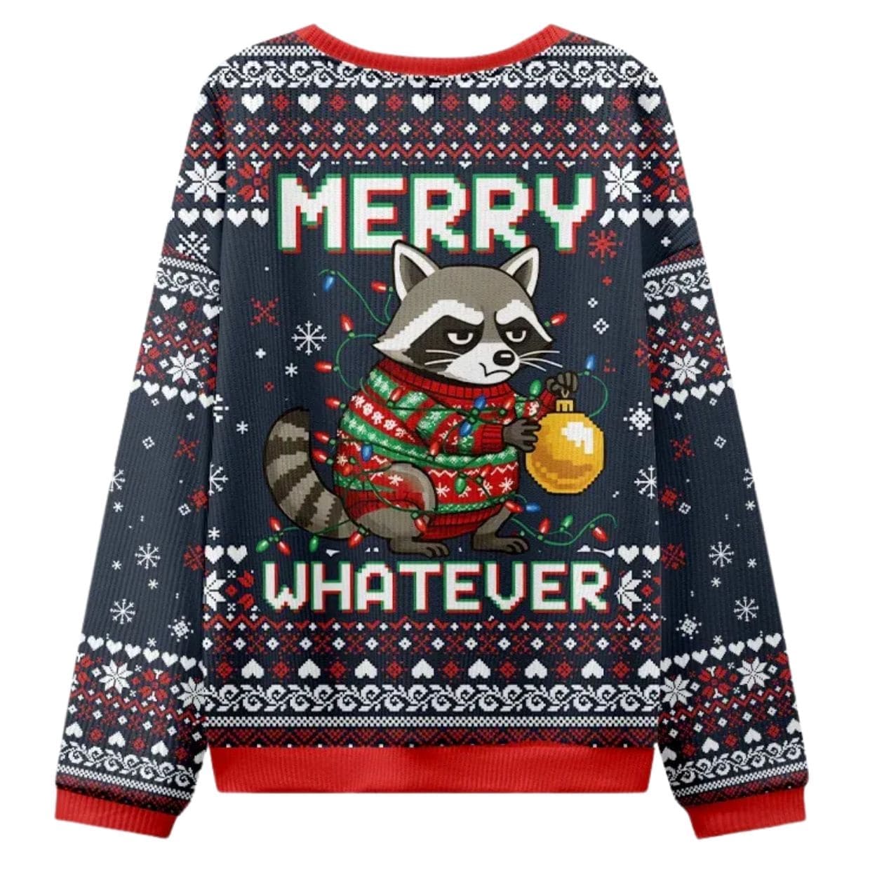 Raccoon With A Lamp Merry Whatever Christmas Ugly Sweater Raccoon With A Lamp Merry Whatever Christmas Ugly Sweater