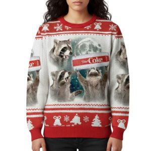 Raccoons With Diet Coke Christmas Ugly Sweater 2 Raccoons With Diet Coke Christmas Ugly Sweater 1