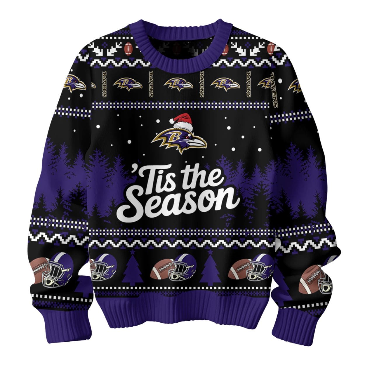 Ravens Tis The Season Christmas Ugly Sweater Ravens Tis The Season Christmas Ugly Sweater