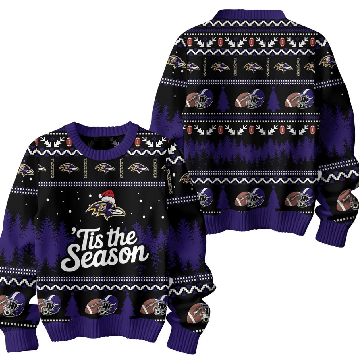 Ravens Tis The Season Christmas Ugly Sweater Ravens Tis The Season Christmas Ugly Sweater