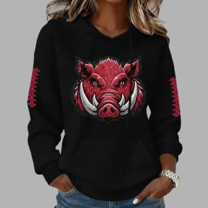 Razorbacks Football Print Waffle Fabric Hoodie 1