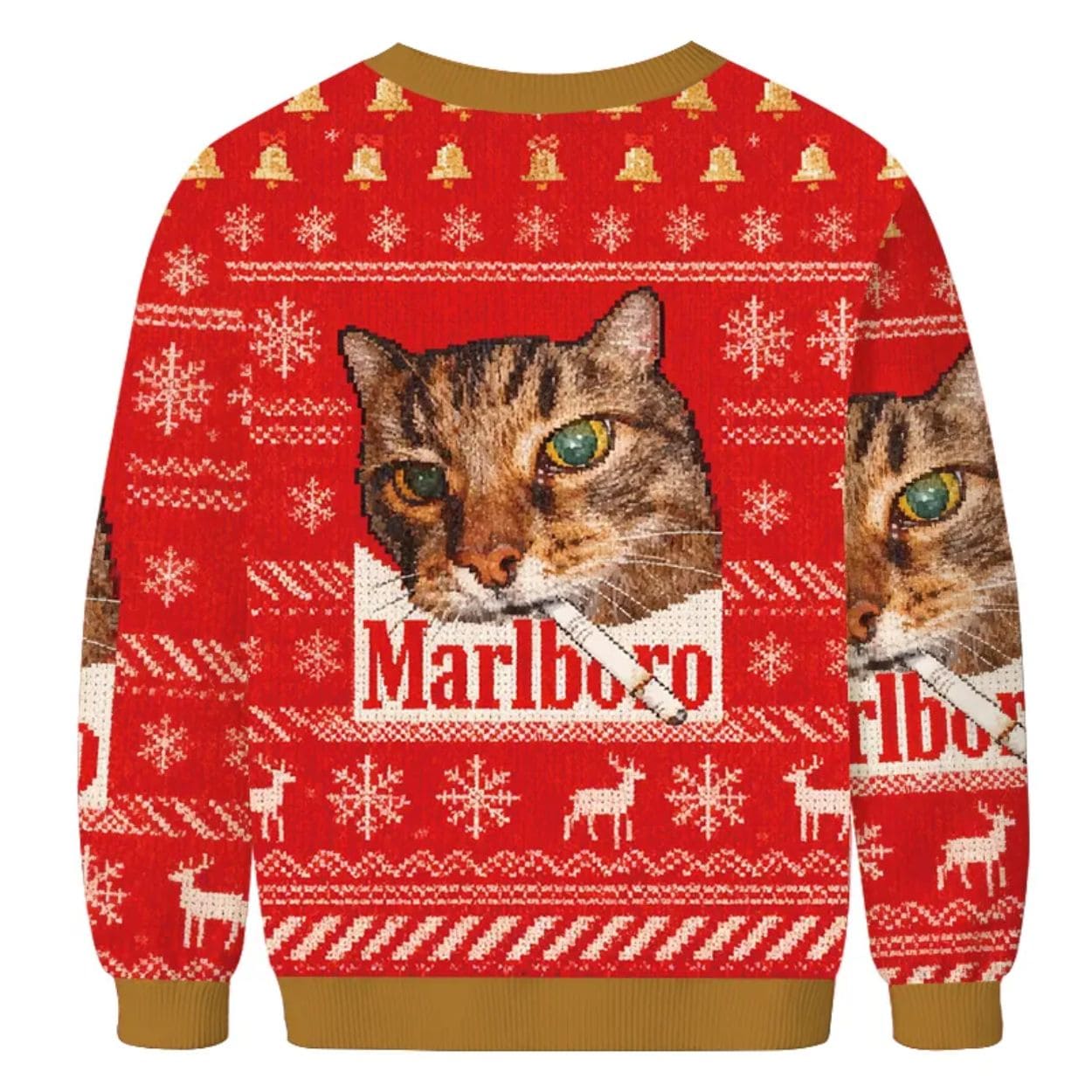 Red Funny Smoking Cat Meme Marlboro Christmas Ugly Sweater Red Funny Smoking Cat Meme Marlboro Christmas Ugly Sweater
