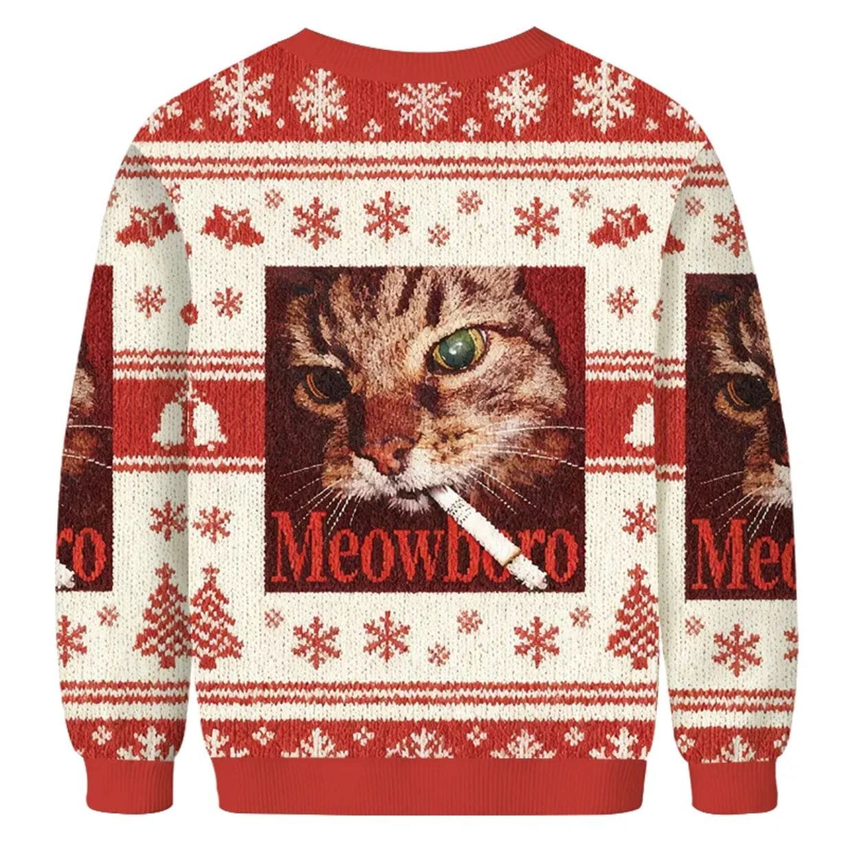 Red Meowlboro Smoking Cat Christmas Ugly Sweater Red Meowlboro Smoking Cat Christmas Ugly Sweater
