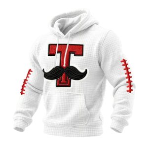 Red Raiders Football Print Waffle Fabric Hoodie 1