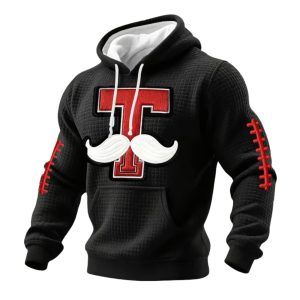 Red Raiders Football Print Waffle Fabric Hoodie 3
