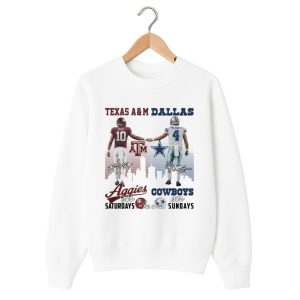 Reed Prescott Aggies On Saturday Cowboys On Sundays Shirt 1 white 2