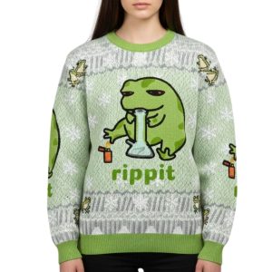 Rippit Frog Bong Christmas Ugly Sweater 1