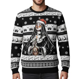 Santa Hat Nun Ugly Christmas Sweater
