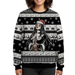 Santa Hat Nun Ugly Christmas Sweater