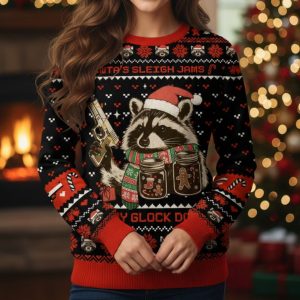 Santa's Sleigh Jams But My Glock Don't Ugly Christmas Sweater