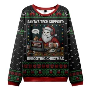 Santa's Tech Support Cats Rebooting Christmas Christmas Ugly Sweater
