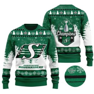 Saskatchewan Roughriders 2025 Grey Cup Champions Ugly Sweater 1