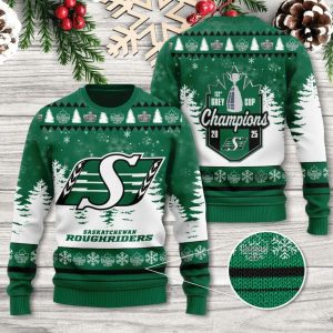Saskatchewan Roughriders 2025 Grey Cup Champions Ugly Sweater