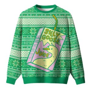 Silly Goose Juice Party Green Christmas Ugly Sweater