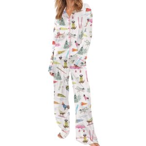 Ski Dogs Silky Satin Pajama Set 1