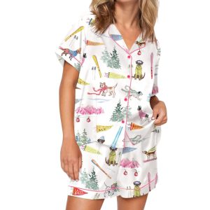 Ski Dogs Silky Satin Pajama Set 3