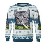 Smoking Meowboro Cat Christmas Ugly Sweater