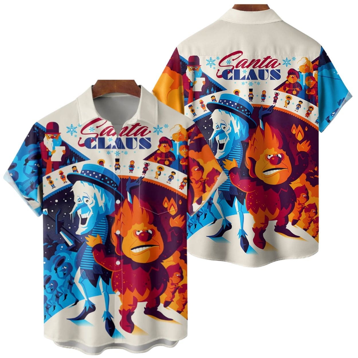 Snow Miser Heat Miser Christmas Santa Claus Hawaiian Shirt 2 Snow Miser Heat Miser Christmas Santa Claus Hawaiian Shirt 2