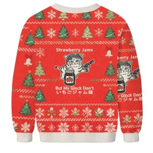 Strawberry Jam Cat Christmas Ugly Sweater