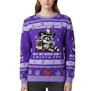 Strawberry Jams But My Glock Don't Christmas Ugly Sweater 1 Strawberry Jams But My Glock Don't Christmas Ugly Sweater 2