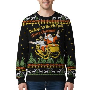 The Boys Are Back In Town Merry Christmas Ugly Christmas Sweater 1