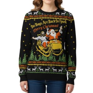 The Boys Are Back In Town Merry Christmas Ugly Christmas Sweater 2