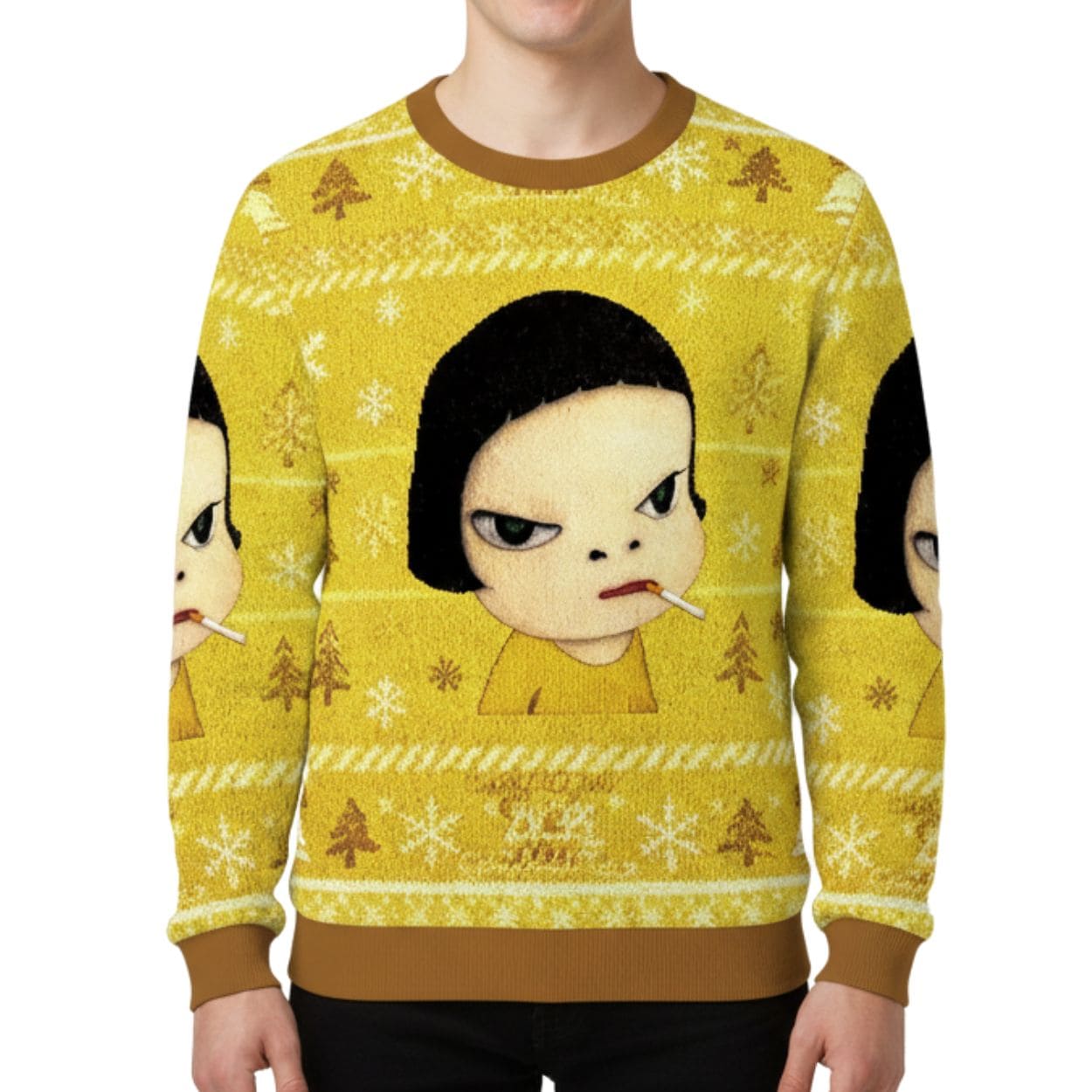 Too Young To Die Smoking Girl Christmas Ugly Sweater Too Young To Die Smoking Girl Christmas Ugly Sweater